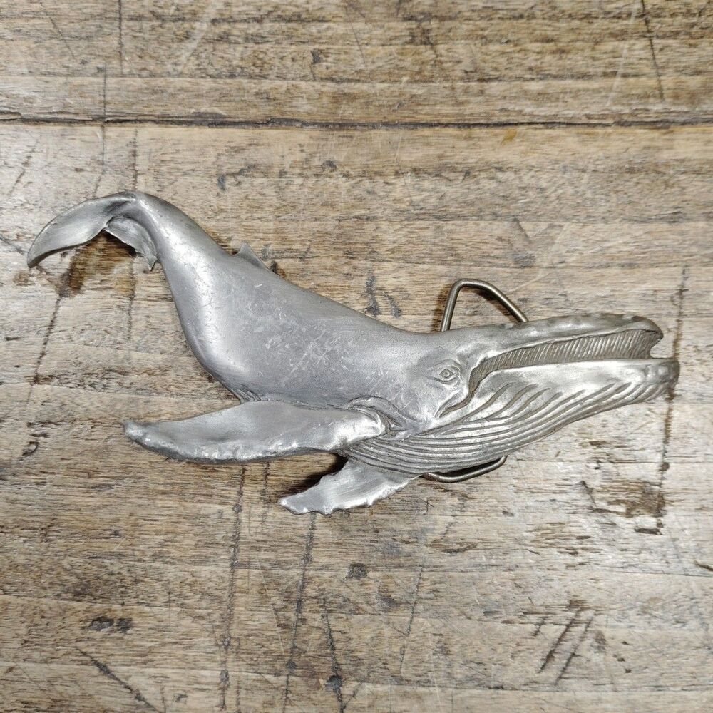 Vintage HUMPBACK WHALE Belt Buckle 1979 Vinegarroon Foundries 3D Large 6"